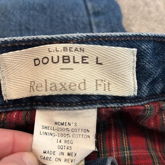 LL Bean flannel lined Double L relaxed fit jeans size 14R - Picture 3 of 6